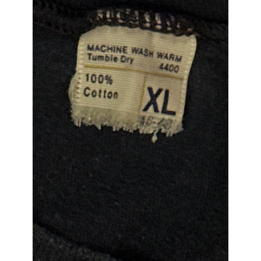 Vintage Navy Selvedge Pocket T-Shirt 100% Cotton Crew Neck XL Faded Workwear - Picture 3 of 3